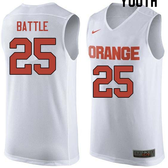 Youth #25 Tyus Battle Syracuse White College Basketball Jerseys Sale-White